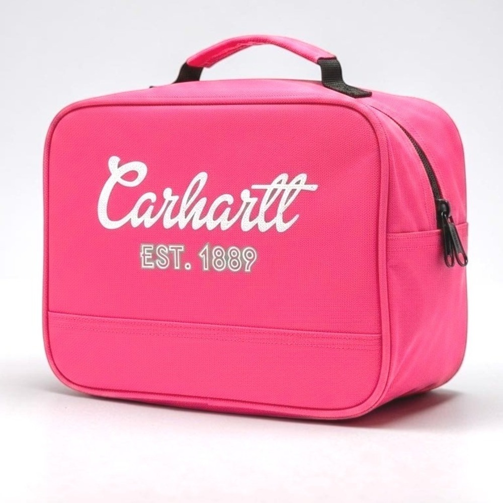 Carhartt Pink Insulated Lunch Box Bag Script Logo Est 1889 Canvas Workwear Style